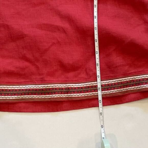 VTG Old Navy Red Linen Long Sleeve Boho Embroidered V-Neck Tunic/Cover-Up Size L - Picture 13 of 14